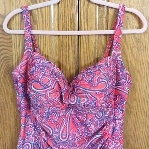 Coolibar Women's‎ Size 16 UPF 50+ Pink Paisley One Piece Bathing Swim Suit Beach